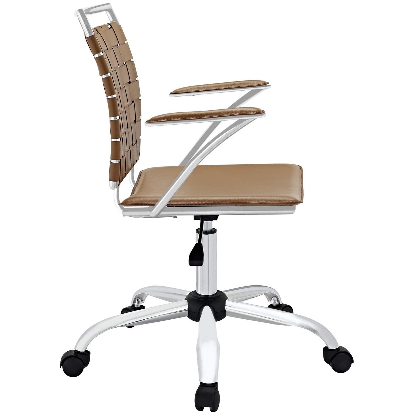 home office desk chairs | CasaFoyer Modern Office Chair | Height-Adjustable | PVC Webbing Back | Foam Cushion | Chrome-Plated Base | Contemporary Design - Tan | casafoyer.myshopify.com