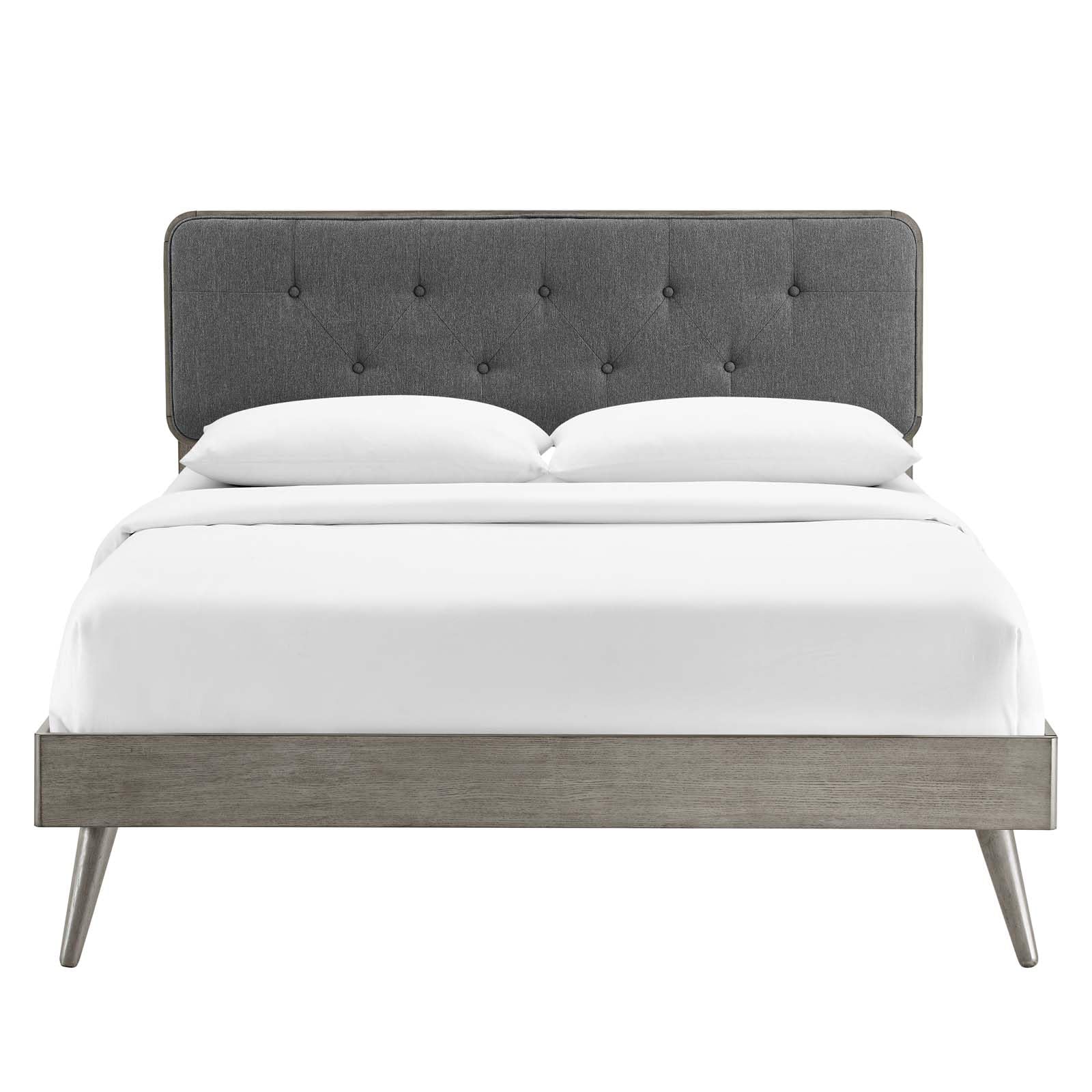 adjustable bed bases | CasaFoyer Bridgette Tufted Wood King Platform Bed | Modern Design | Wood Grain Frame | No Box Spring Needed | Supports Various Mattresses | Gray Charcoal | casafoyer.myshopify.com