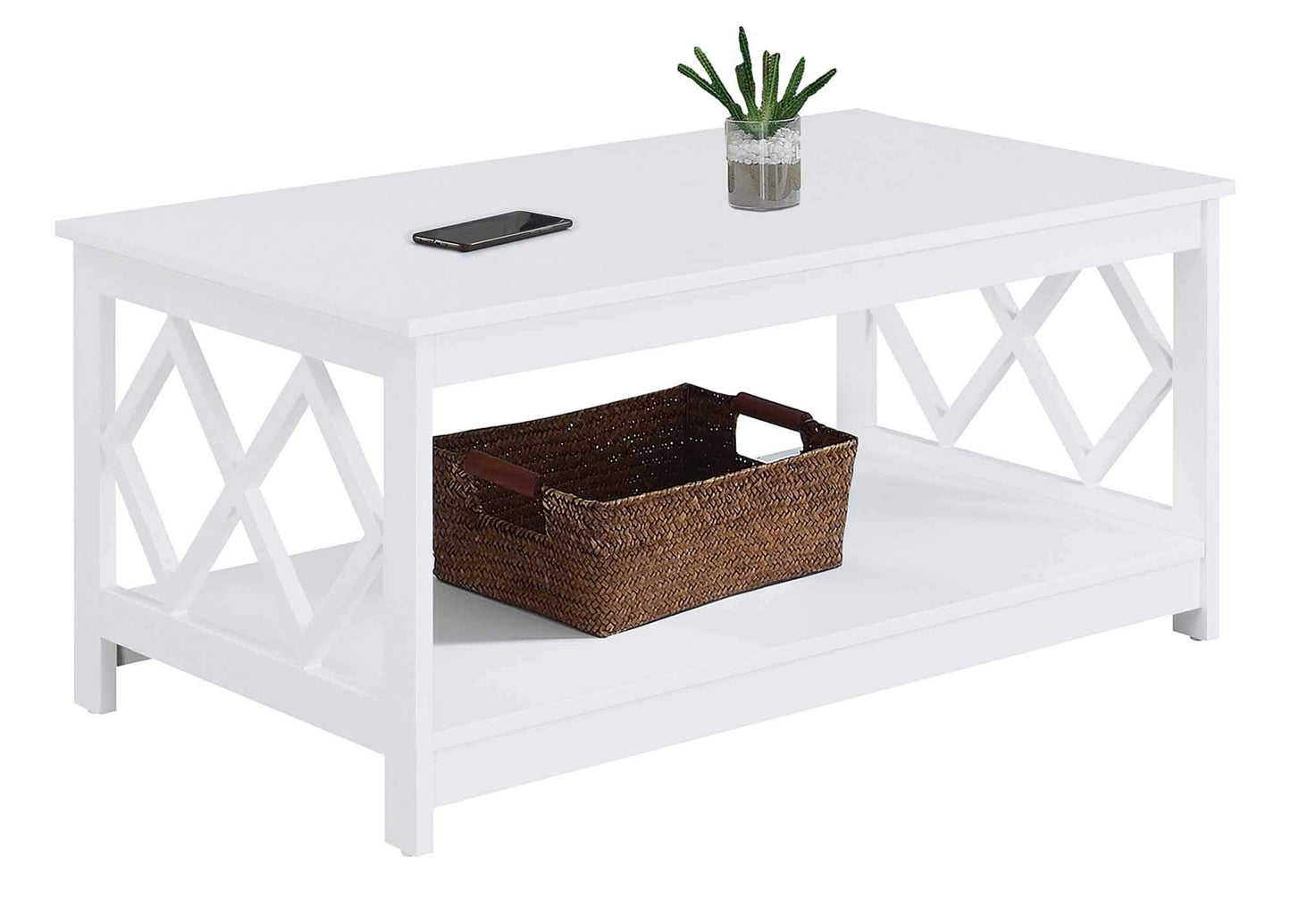 TABLE | Ergode Diamond Coffee Table with Shelf | Contemporary Design | Spacious Tabletop | Diamond Cutouts | Durable Construction | Easy Cleaning | Versatile Placement | casafoyer.myshopify.com