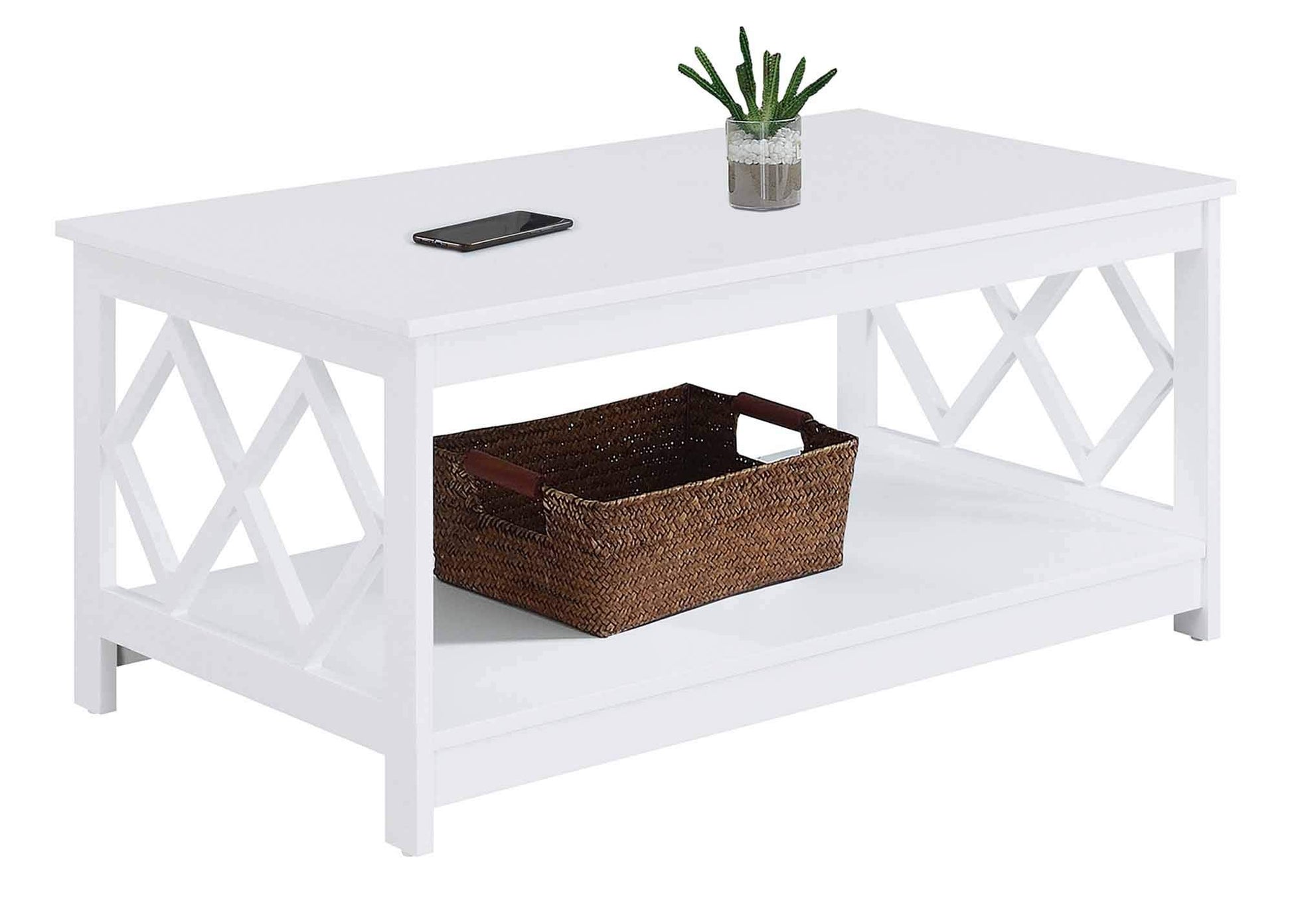 TABLE | Ergode Diamond Coffee Table with Shelf | Contemporary Design | Spacious Tabletop | Diamond Cutouts | Durable Construction | Easy Cleaning | Versatile Placement | casafoyer.myshopify.com