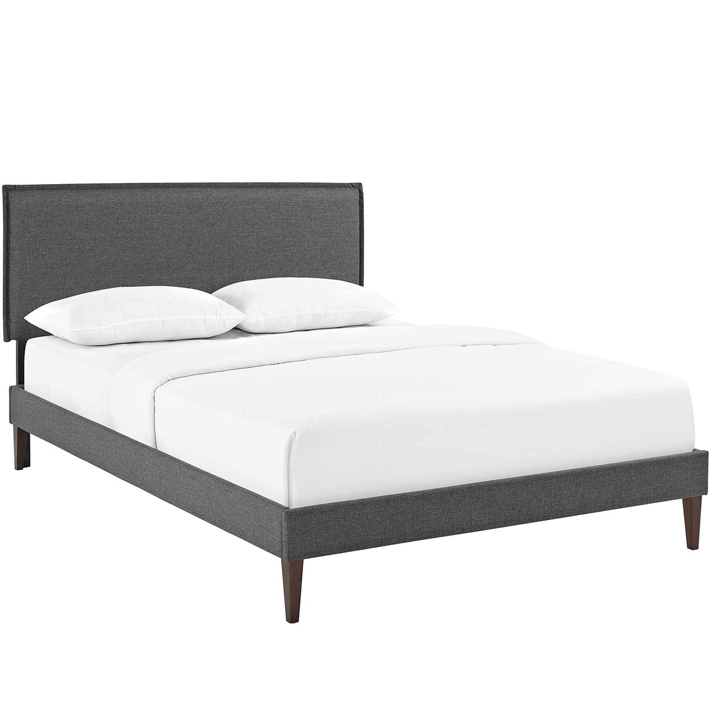 adjustable bed bases | CasaFoyer Amaris Queen Platform Bed | Solid Wood Frame | Polyester Upholstery | Tapered Legs | Gray | No Box Spring Needed | Memory Foam Compatible | Assembly Required | casafoyer.myshopify.com