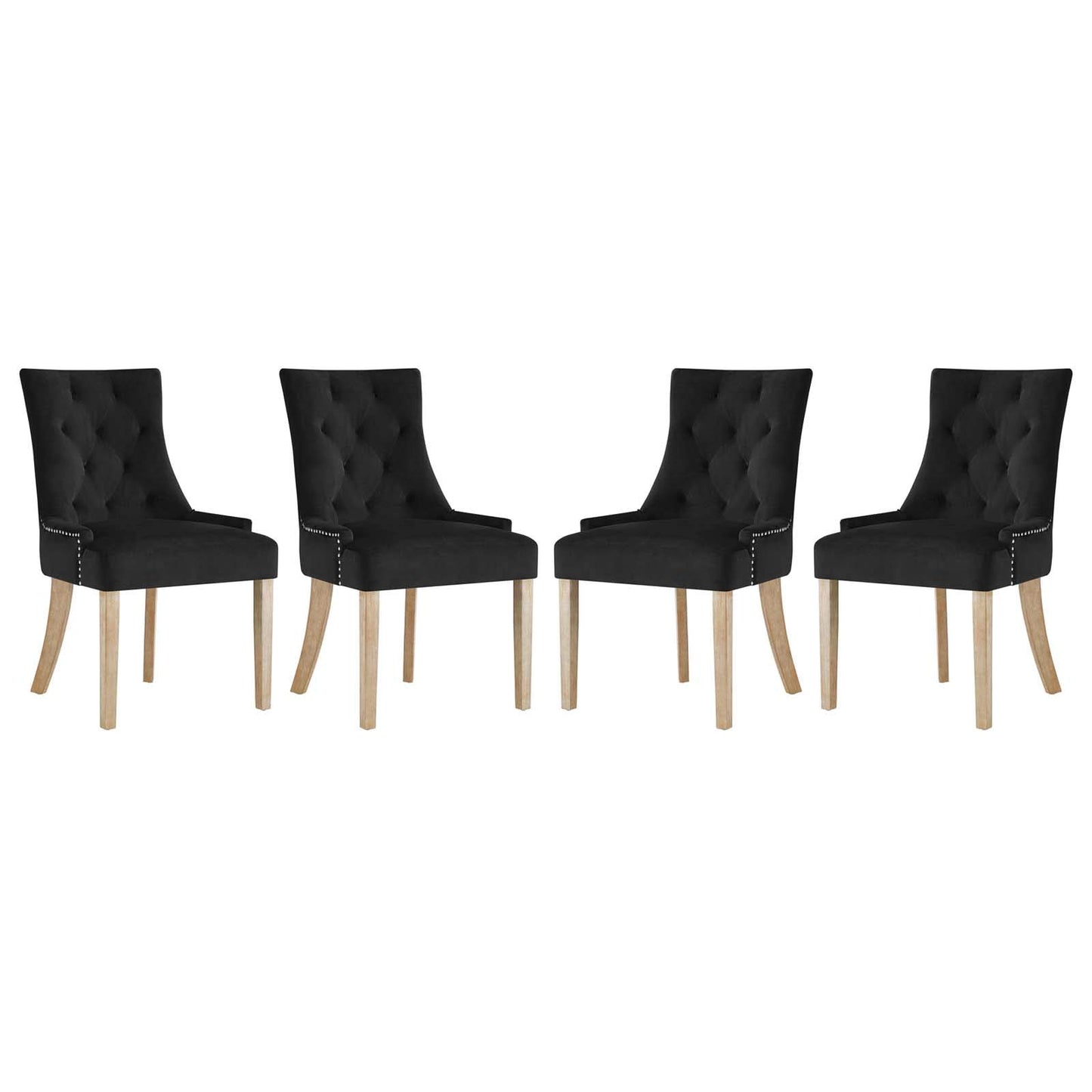 home office desk chairs | CasaFoyer Pose Performance Velvet Dining Chair Set | Modern Farmhouse Style | Tufted | Nailhead Trim | Stain-Resistant | Metal Ring Back | Natural Wood Legs | Set of 4 | casafoyer.myshopify.com