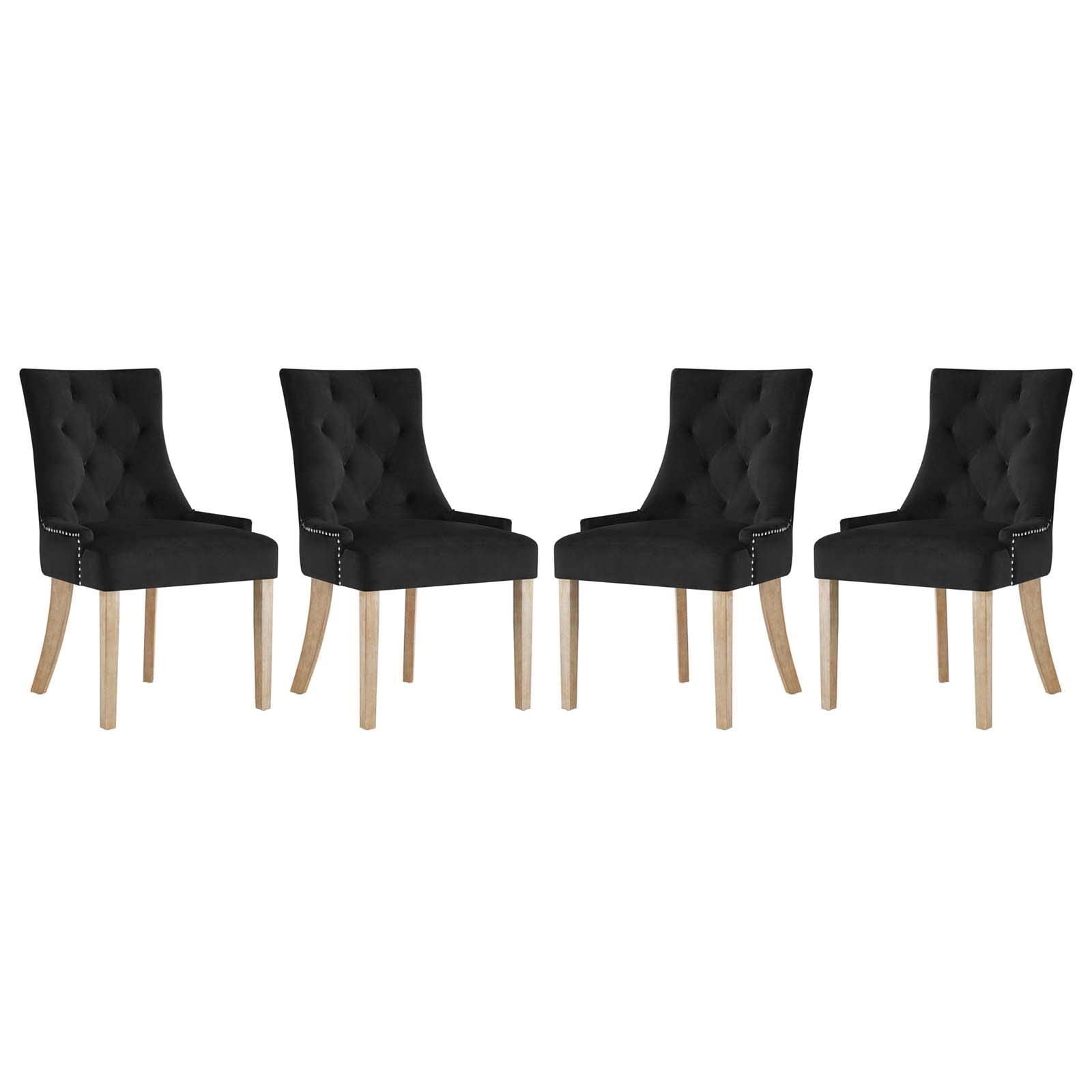 home office desk chairs | CasaFoyer Pose Performance Velvet Dining Chair Set | Modern Farmhouse Style | Tufted | Nailhead Trim | Stain-Resistant | Metal Ring Back | Natural Wood Legs | Set of 4 | casafoyer.myshopify.com