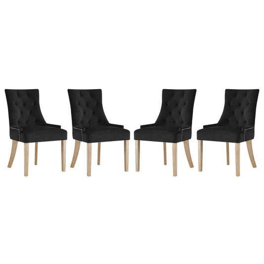 home office desk chairs | CasaFoyer Pose Performance Velvet Dining Chair Set | Modern Farmhouse Style | Tufted | Nailhead Trim | Stain-Resistant | Metal Ring Back | Natural Wood Legs | Set of 4 | casafoyer.myshopify.com