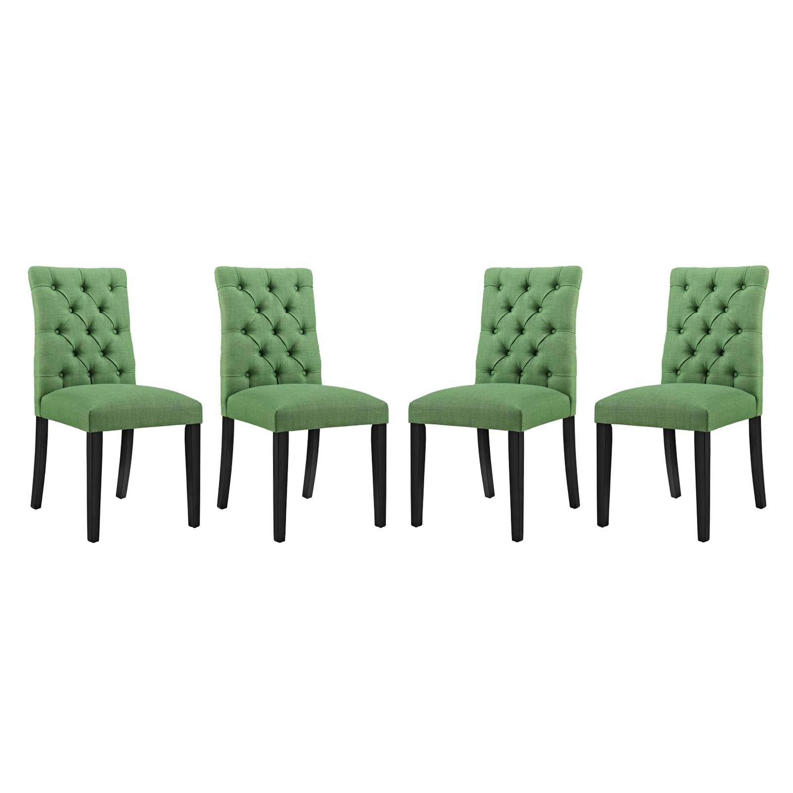 home office desk chairs | CasaFoyer Duchess Dining Chair Set of 4 | Elegant Curved Silhouette | Tufted Button Back | Comfortable Foam Padding | Wood Legs | Non-Marking Foot Caps | Green | casafoyer.myshopify.com