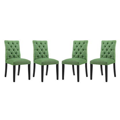 home office desk chairs | CasaFoyer Duchess Dining Chair Set of 4 | Elegant Curved Silhouette | Tufted Button Back | Comfortable Foam Padding | Wood Legs | Non-Marking Foot Caps | Green | casafoyer.myshopify.com