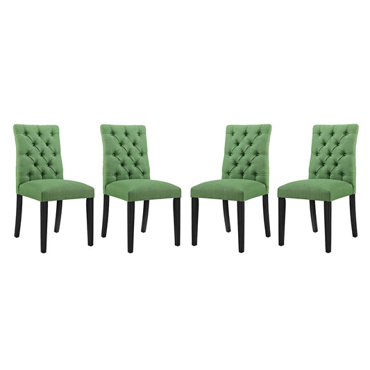 home office desk chairs | CasaFoyer Duchess Dining Chair Set of 4 | Elegant Curved Silhouette | Tufted Button Back | Comfortable Foam Padding | Wood Legs | Non-Marking Foot Caps | Green | casafoyer.myshopify.com