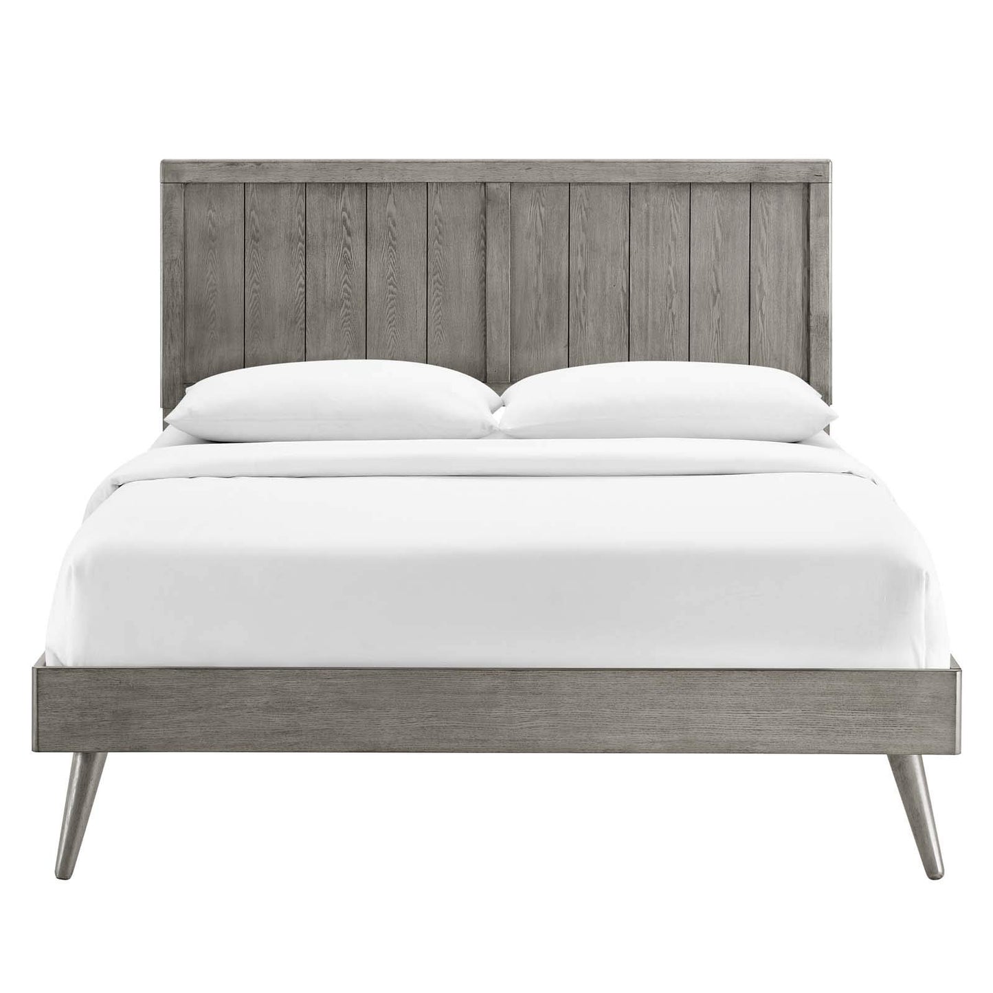adjustable bed bases | CasaFoyer Alana Wood King Platform Bed | Retro Charm | Durable Construction | No Box Spring Needed | Gray | casafoyer.myshopify.com