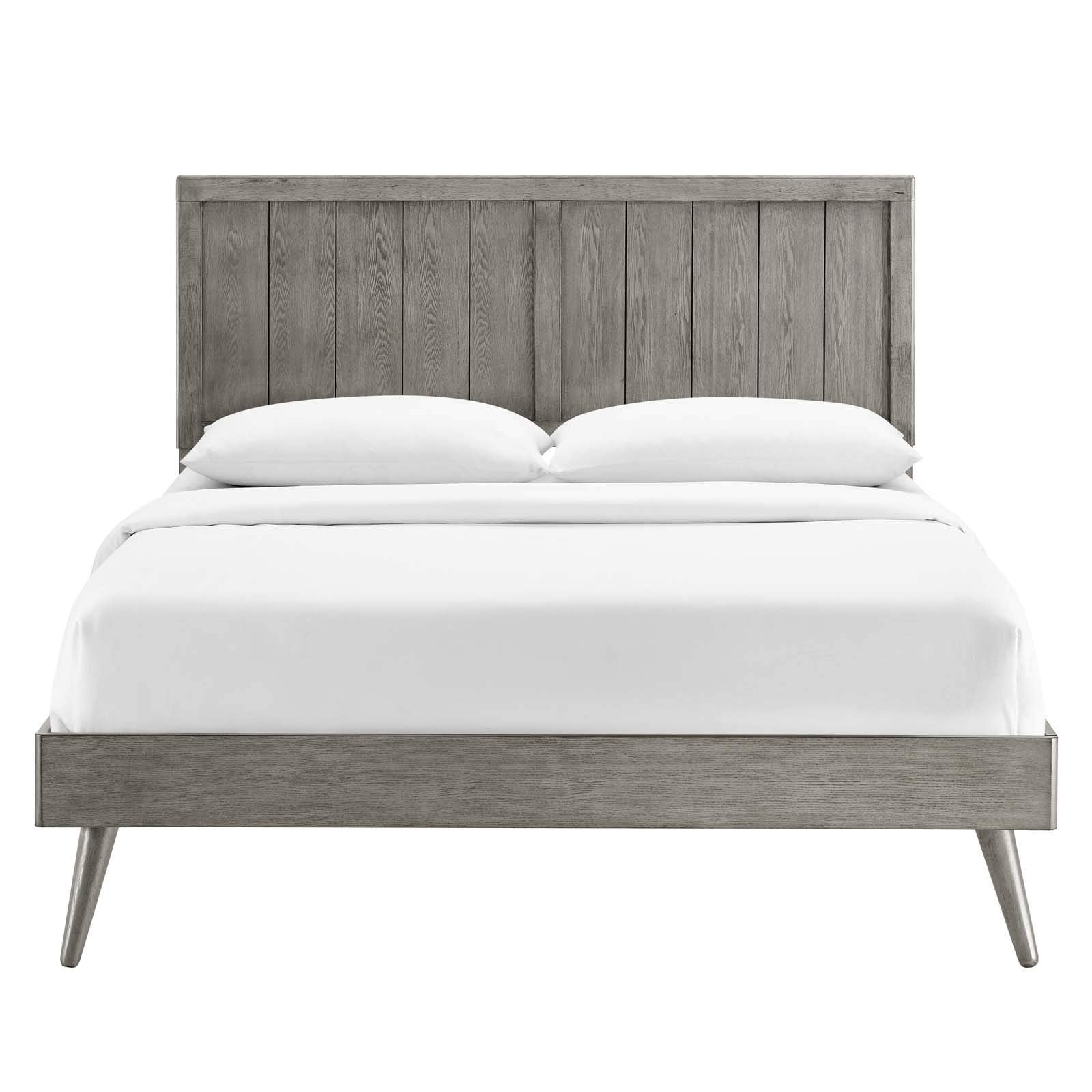 adjustable bed bases | CasaFoyer Alana Wood King Platform Bed | Retro Charm | Durable Construction | No Box Spring Needed | Gray | casafoyer.myshopify.com