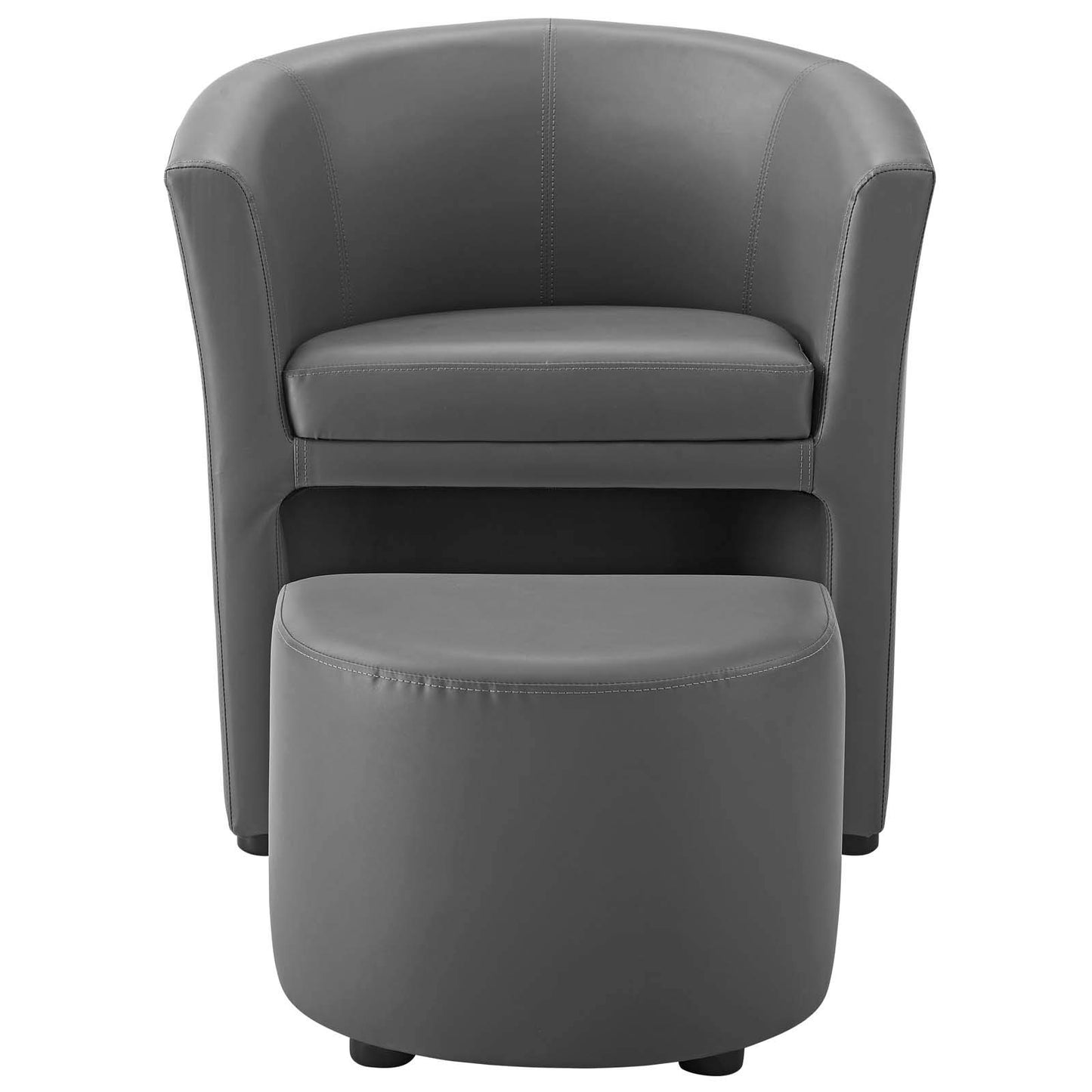 Chair | Divulge Faux Leather Armchair | Self-Storage Ottoman | Gray | Sleek & Modern Design | Dense Foam Padding | Luxurious Upholstery | Ideal for Living Room, Lounge or Reception Area | casafoyer.myshopify.com