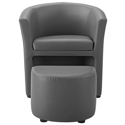 Chair | Divulge Faux Leather Armchair | Self-Storage Ottoman | Gray | Sleek & Modern Design | Dense Foam Padding | Luxurious Upholstery | Ideal for Living Room, Lounge or Reception Area | casafoyer.myshopify.com