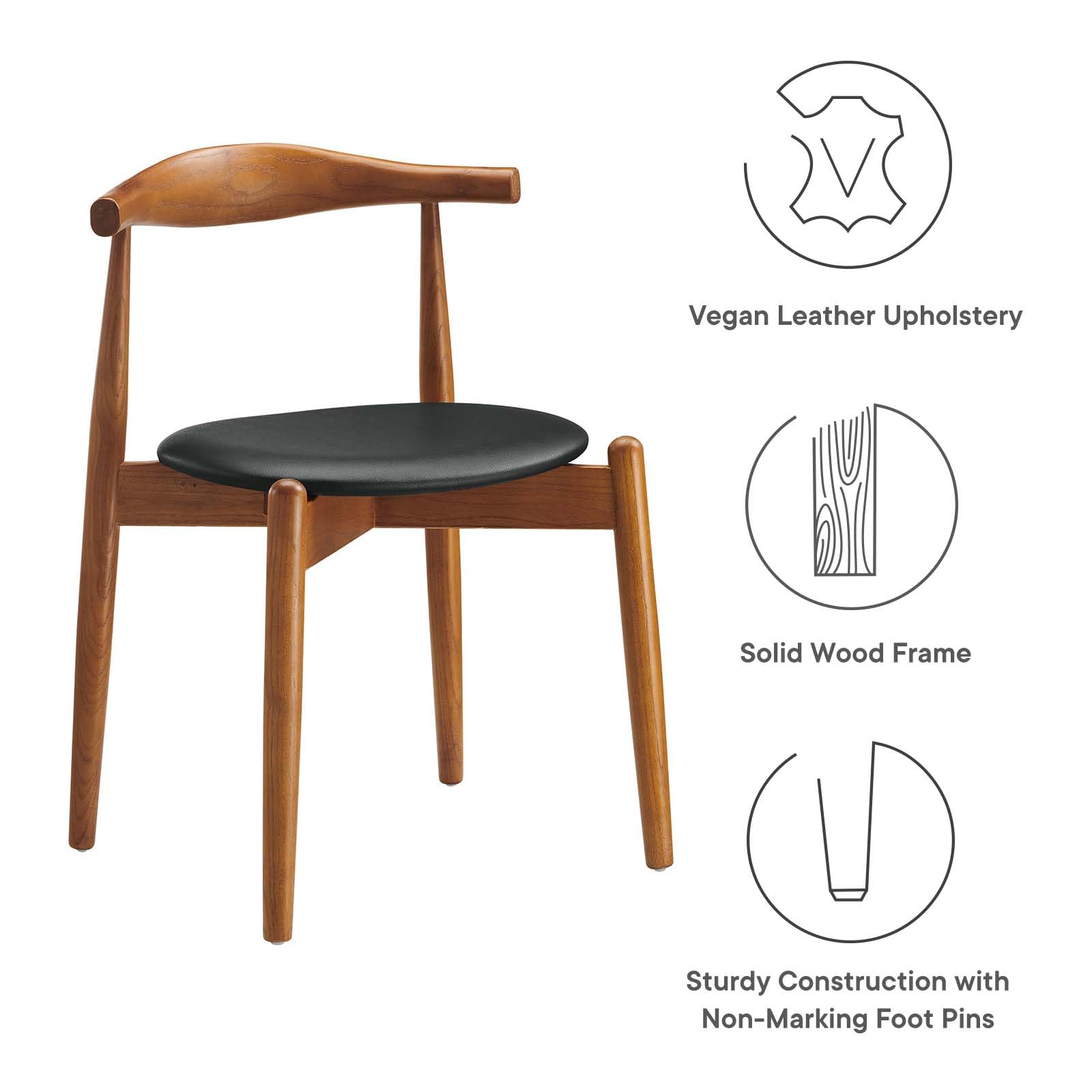home office desk chairs | CasaFoyer Stalwart Dining Chair Set of 2 | Solid Beech Wood | Elegant Design | Comfortable Vinyl Upholstery | Dark Walnut Black | casafoyer.myshopify.com