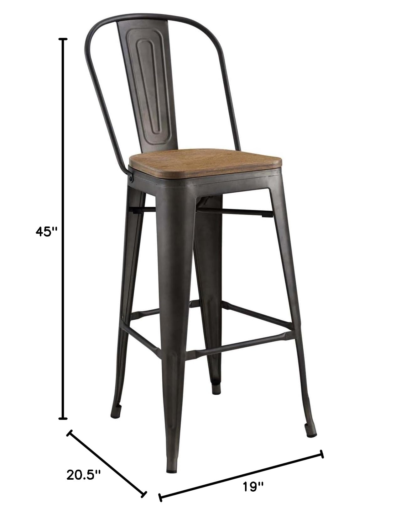 barstools | CasaFoyer Promenade Side Bamboo & Metal Bar Stool | Vintage Steel Finish | Industrial Modernity for Breakfast Nook or Bar Area | casafoyer.myshopify.com