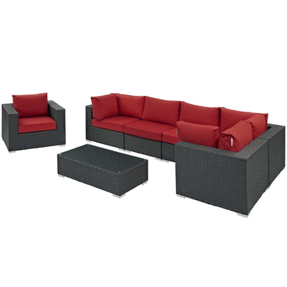 kitchen and dining room sets | CasaFoyer Sojourn Outdoor Patio Furniture Set | Sunbrella Cushions | Synthetic Rattan | UV Protection | Aluminum Frame | Includes Armchair, Coffee Table, Corners, Armless Chairs | casafoyer.myshopify.com