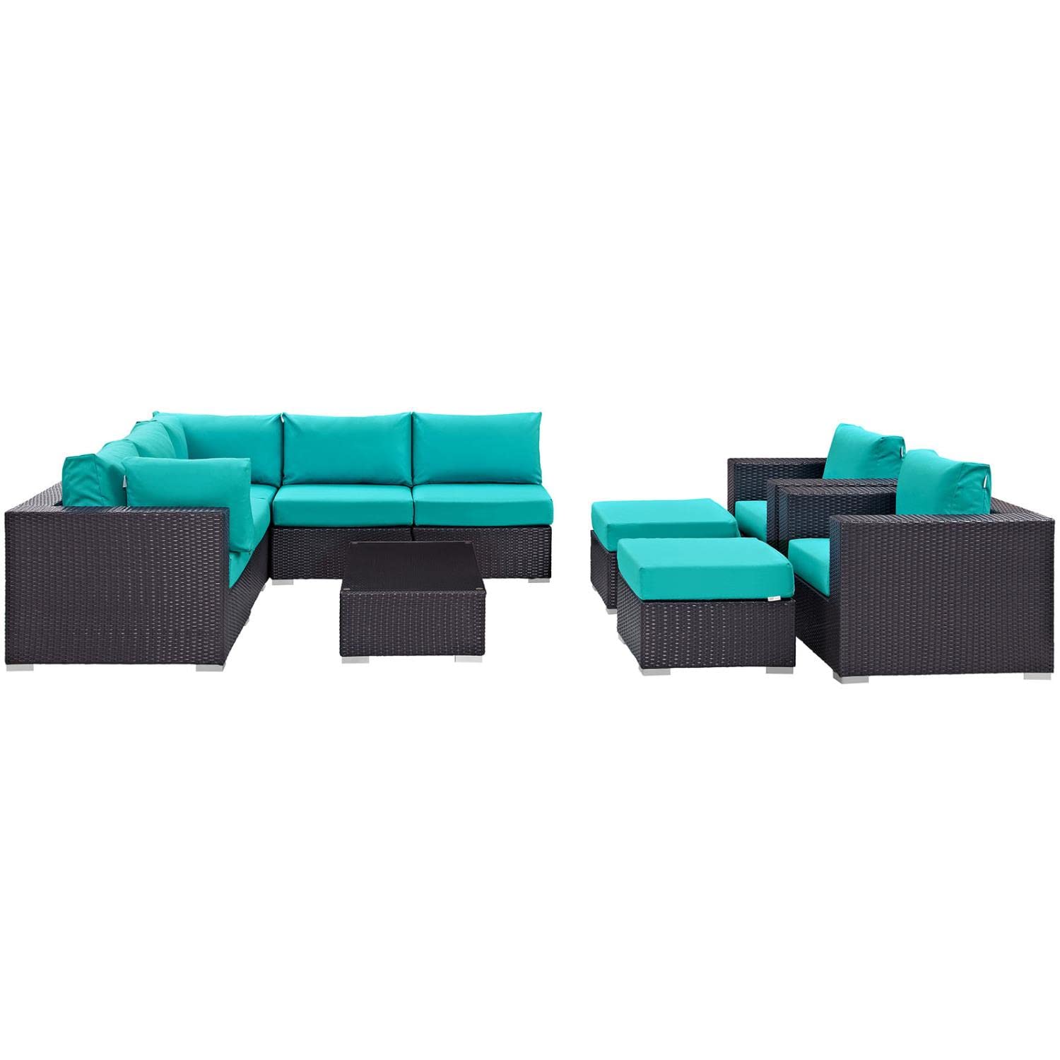 kitchen and dining room sets | CasaFoyer Convene Outdoor Sectional Set | Durable Rattan Weave | All-Weather Cushions | Versatile & Stylish | Includes Coffee Table, Chairs, Corner Pieces & Ottomans | casafoyer.myshopify.com