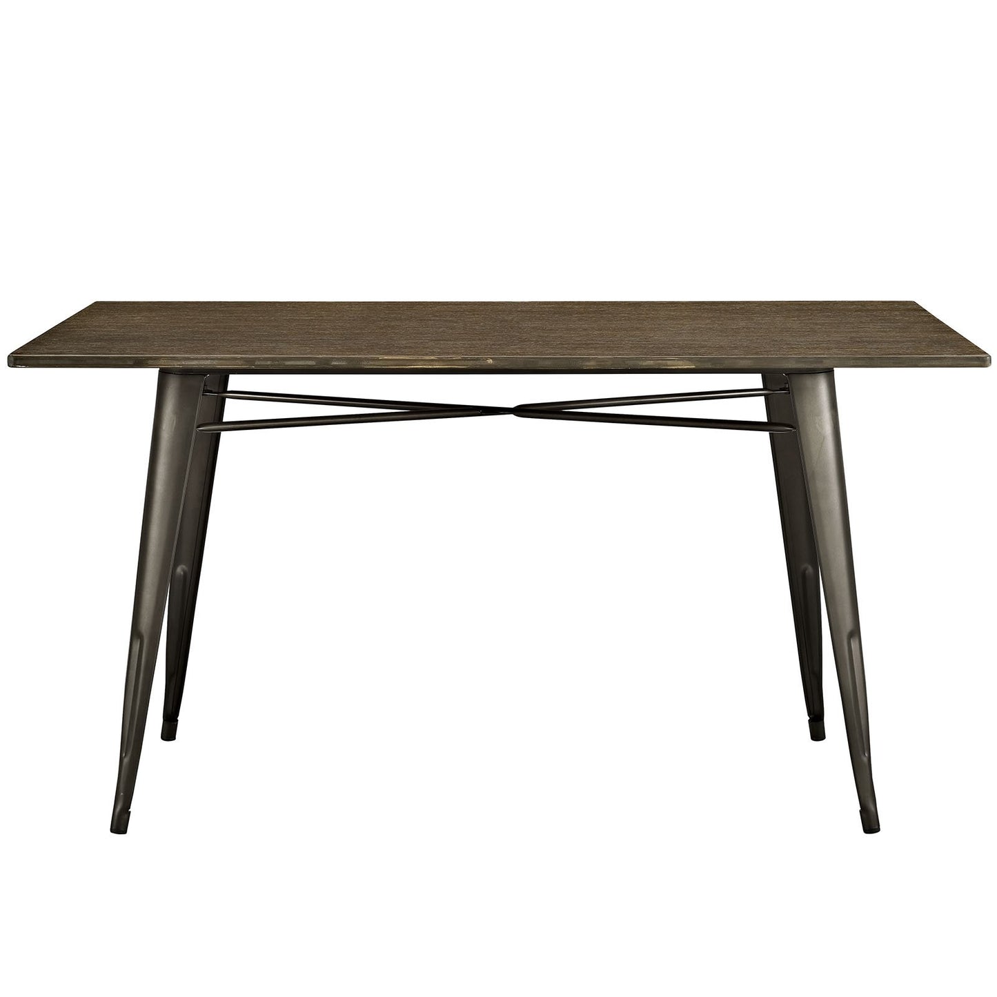 patio dining tables | CasaFoyer Alacrity Table Series | 59 Rectangular Dark Grain Bamboo Top | Gunmetal Steel Legs | Industrial Dining Table for Urban or Rustic Farmhouse Homes | casafoyer.myshopify.com