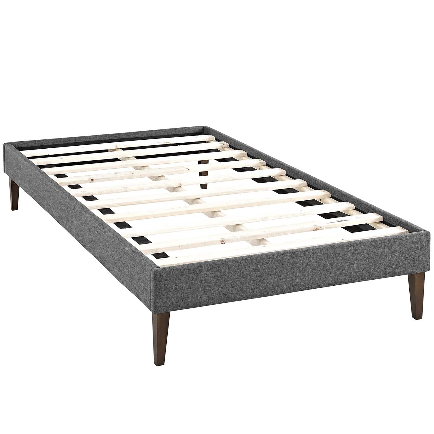 Bed | CasaFoyer  Tessie Platform Bed | Solid Wood Frame | Polyester Upholstery | Tapered Legs | Gray | Twin Size | No Box Spring Needed | Mattress Not Included | casafoyer.myshopify.com