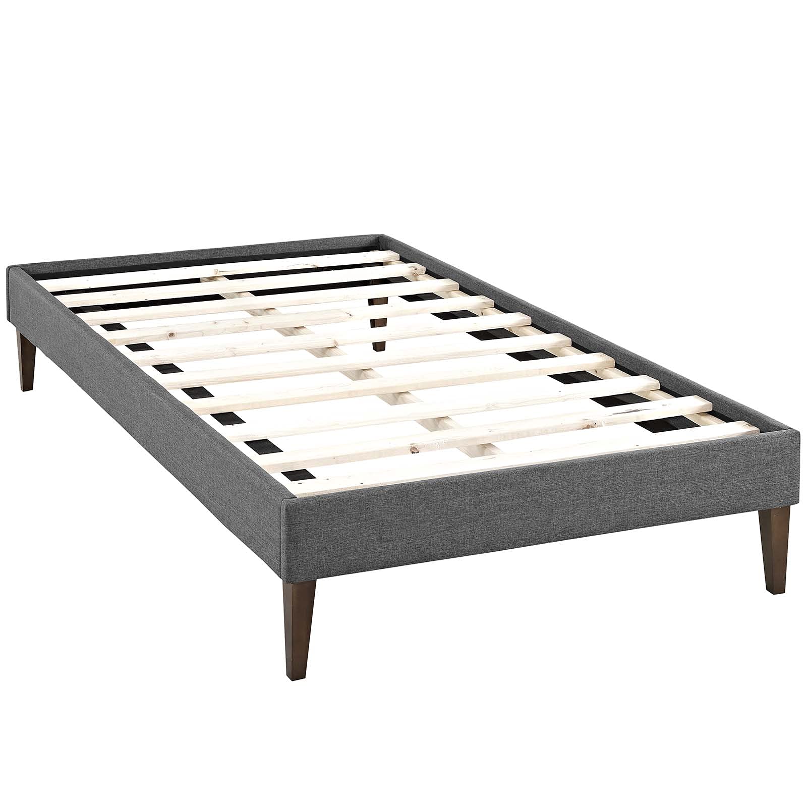 Bed | CasaFoyer  Tessie Platform Bed | Solid Wood Frame | Polyester Upholstery | Tapered Legs | Gray | Twin Size | No Box Spring Needed | Mattress Not Included | casafoyer.myshopify.com