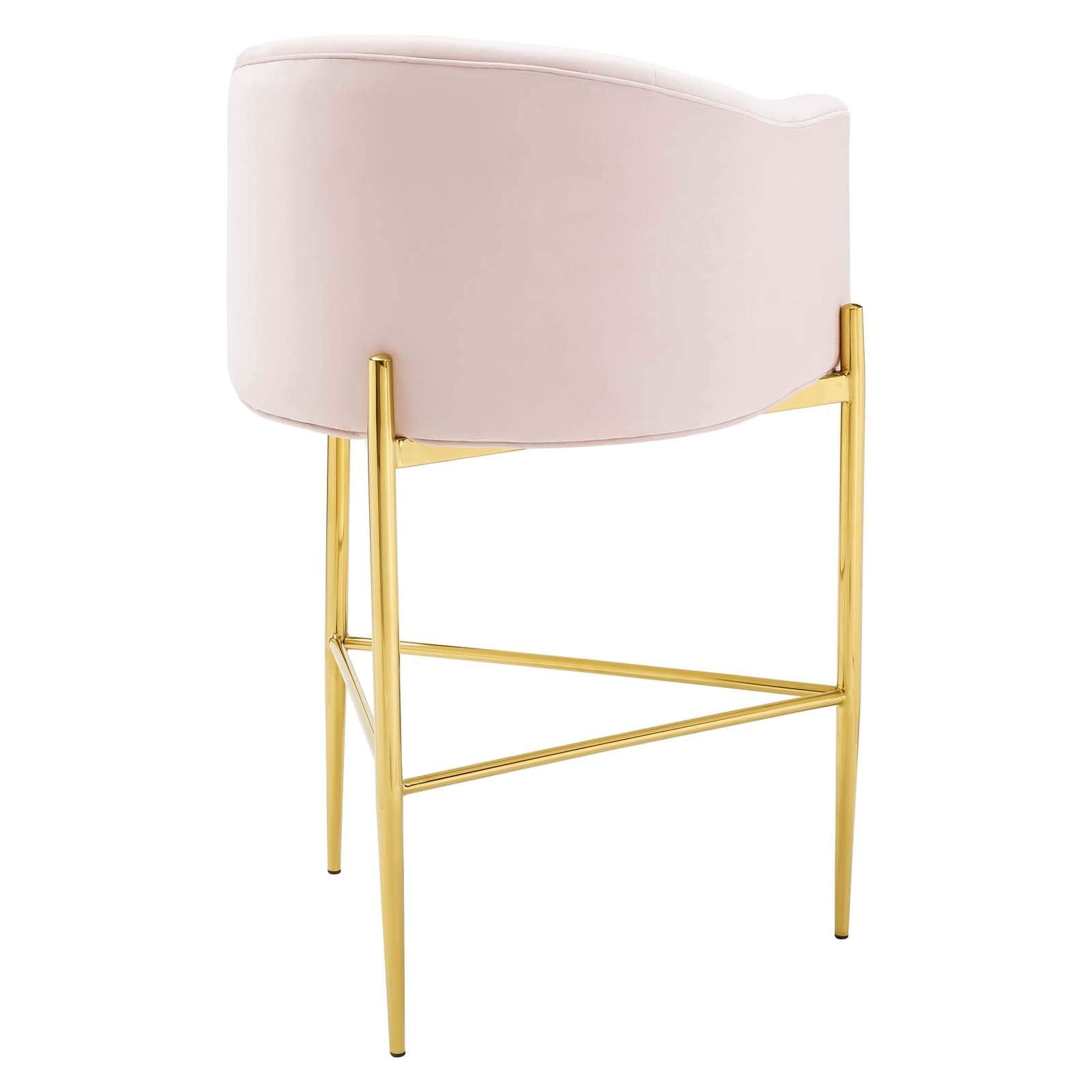 barstools | CasaFoyer Savour Tufted Performance Velvet Bar Stool Set of 2 | Luxury Design | Stain-Resistant | Comfortable Seating | Chrome Gold Frame | 29 Seat Height | Pink | casafoyer.myshopify.com