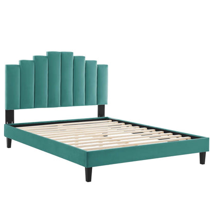 adjustable bed bases | CasaFoyer Elise Performance Velvet Queen Platform Bed | Art Deco Style | Stain-Resistant | Memory Foam Compatible | 800 lbs Weight Capacity | casafoyer.myshopify.com