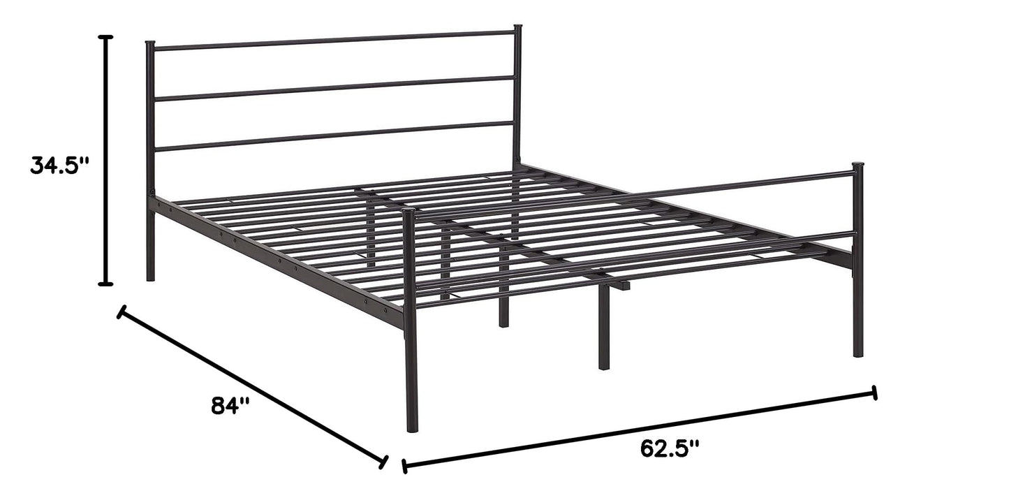 Bed | CasaFoyer Alina Platform Queen Bed | Rustic Charm | Sturdy Steel Frame | Supports 1323 lbs | No Box Spring Needed | Compatible with Memory Foam, Spring, Latex, Hybrid Mattresses | Mattress not included | casafoyer.myshopify.com