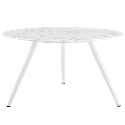 patio dining tables | CasaFoyer Lippa 54 Round Artificial Marble Dining Table | Timeless Modern Design | Scratch Resistant | White | casafoyer.myshopify.com