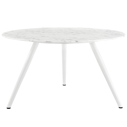 patio dining tables | CasaFoyer Lippa 54 Round Artificial Marble Dining Table | Timeless Modern Design | Scratch Resistant | White | casafoyer.myshopify.com