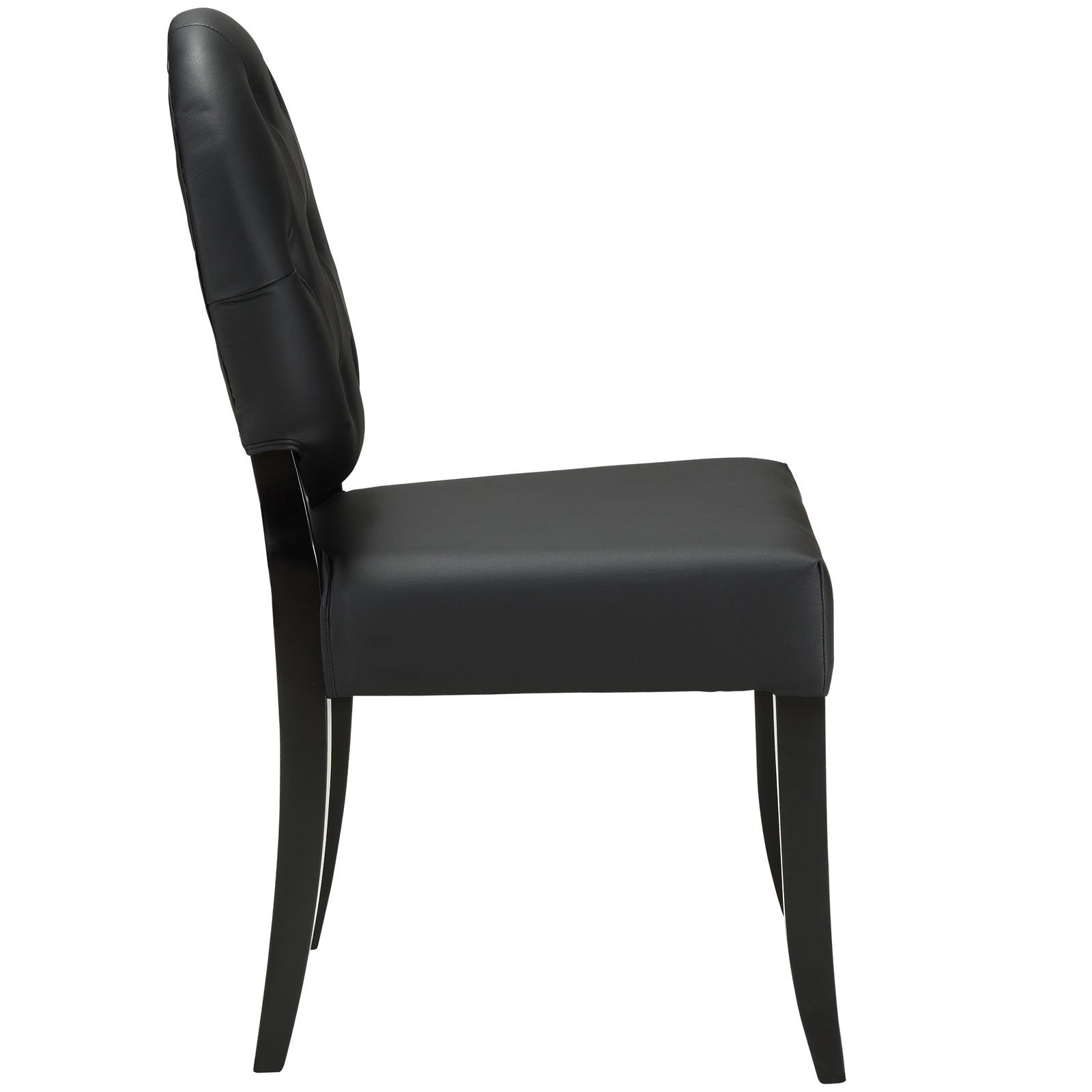 home office desk chairs | CasaFoyer Button Chair Set | Vinyl Installation | Transparent Design | Black Upholstery | Sleek Black Legs | Comfortable Seating | Set of 2 | casafoyer.myshopify.com