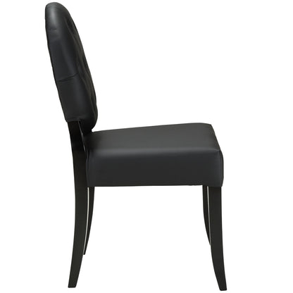 home office desk chairs | CasaFoyer Button Chair Set | Vinyl Installation | Transparent Design | Black Upholstery | Sleek Black Legs | Comfortable Seating | Set of 2 | casafoyer.myshopify.com
