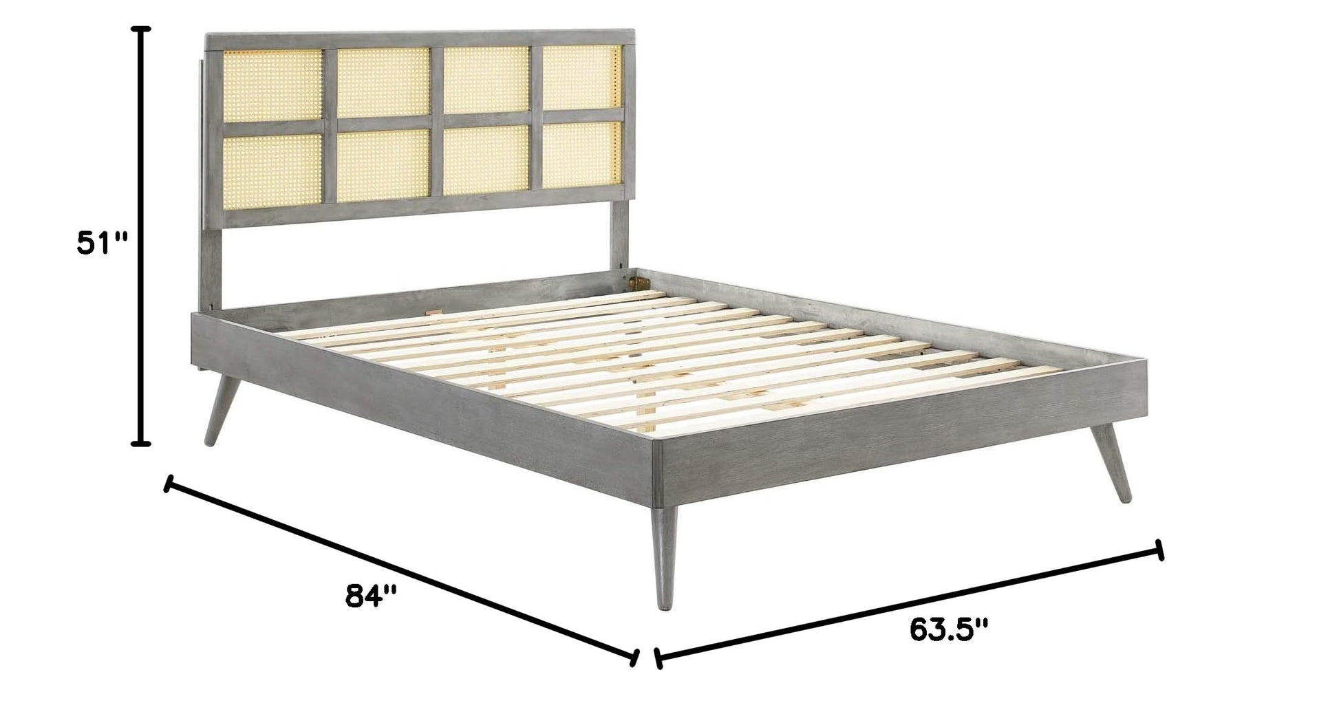 adjustable bed bases | CasaFoyer Sidney Woven Cane Rattan Wood Queen Platform Bed | Retro Charm | Natural Beauty | Sturdy Construction | No Box Spring Needed | Gray | casafoyer.myshopify.com