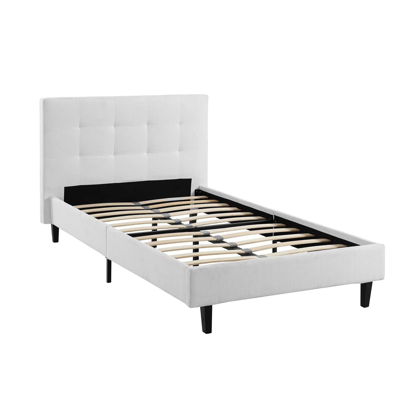 Bed | CasaFoyer Linnea Platform Bed | Elegant Upholstered Tufted Headboard | Solid Wood Legs | No Box Spring Needed | Supports Memory Foam, Spring, Latex, Hybrid Mattresses | Chic-Luxe Look | 1300 lbs Weight Capacity | Full Bed Frame Included (White) | casafoyer.myshopify.com