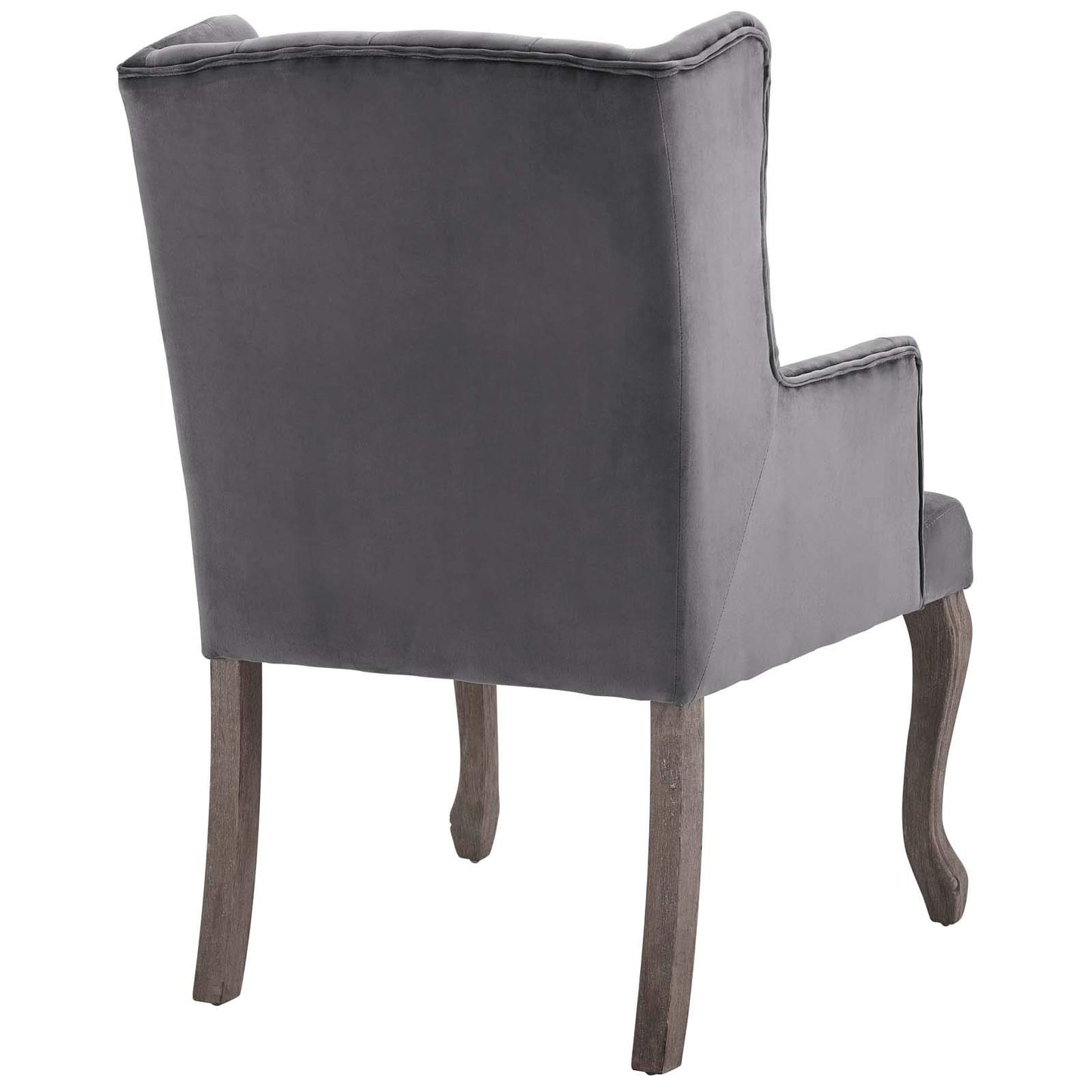 home office desk chairs | CasaFoyer Realm French Vintage Performance Velvet Dining Armchair | Elegant Design | Comfortable & Stain-Resistant Upholstery | Weathered Wood Legs | Wingback Silhouette | Gray | casafoyer.myshopify.com