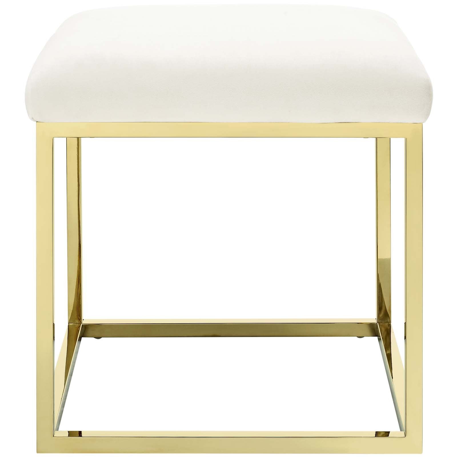 ottomans | CasaFoyer Anticipate Ottoman | Sleek Modern Design | Velvet Top | Stainless Steel Base | Non-Marking Foot Caps | No Assembly Required | Comfortable & Versatile | 265 lbs Weight Capacity | casafoyer.myshopify.com