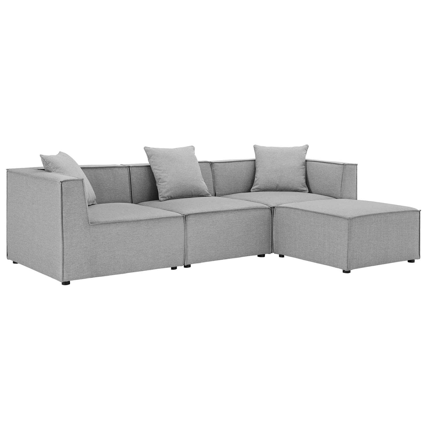 kitchen and dining room sets | CasaFoyer Outdoor Patio Saybrook Upholstered 4-Piece Sectional Sofa | Comfortable & Stylish Furniture Set | Water & UV Resistant | All-Weather Fabric | French Piping Details | Durable Aluminum Frame | Ideal for Outdoor Gatherings | Gray | casafoyer.myshopify.com