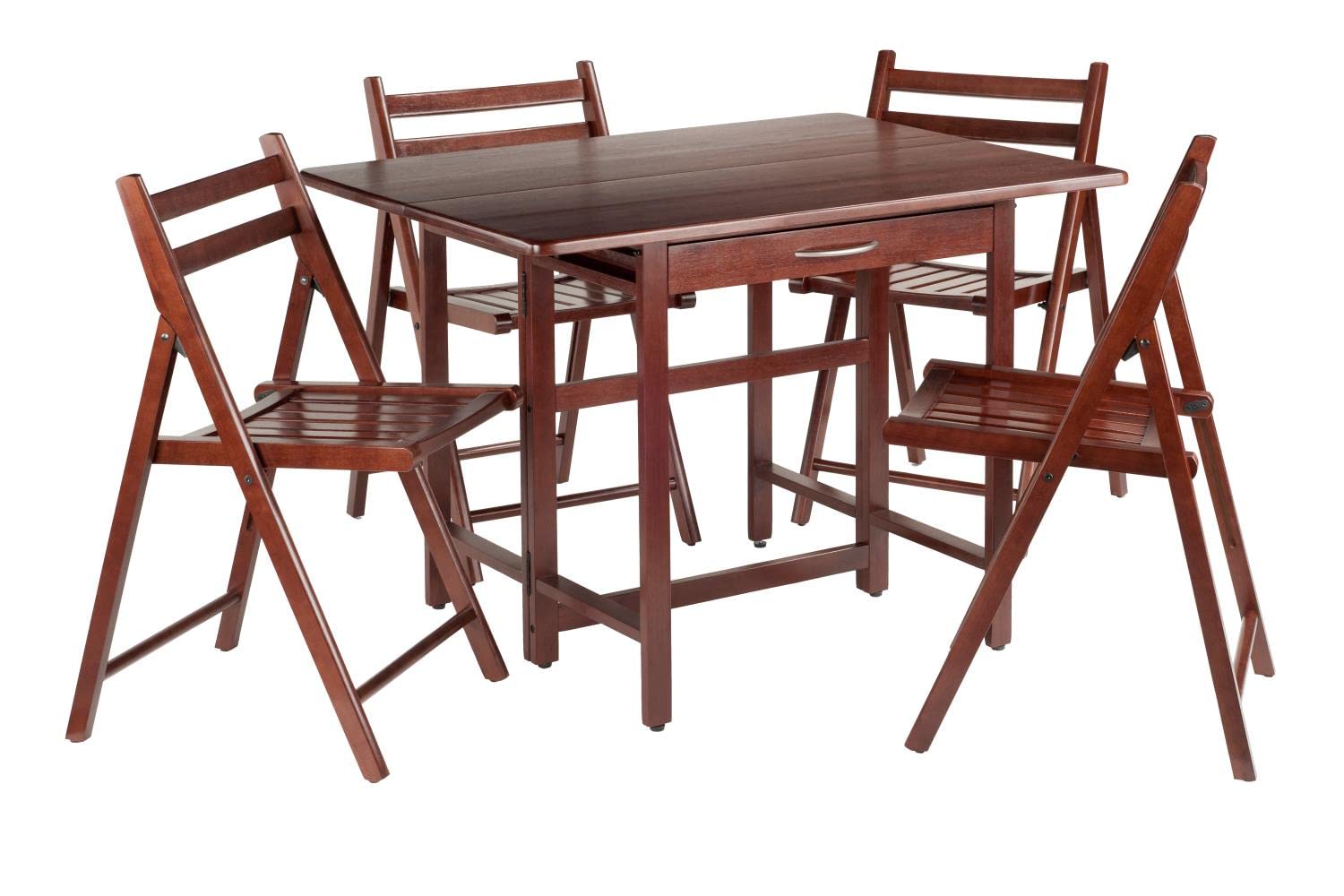 childrens table and chair sets | CasaFoyer Taylor Drop Leaf Table Set | Solid Wood | Folding Chairs | Walnut Finish | Storage Drawer | Easy Assembly | Perfect for Kitchen or Family Room | casafoyer.myshopify.com