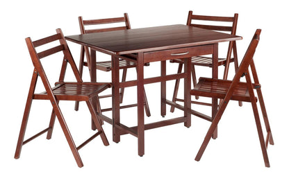 childrens table and chair sets | CasaFoyer Taylor Drop Leaf Table Set | Solid Wood | Folding Chairs | Walnut Finish | Storage Drawer | Easy Assembly | Perfect for Kitchen or Family Room | casafoyer.myshopify.com