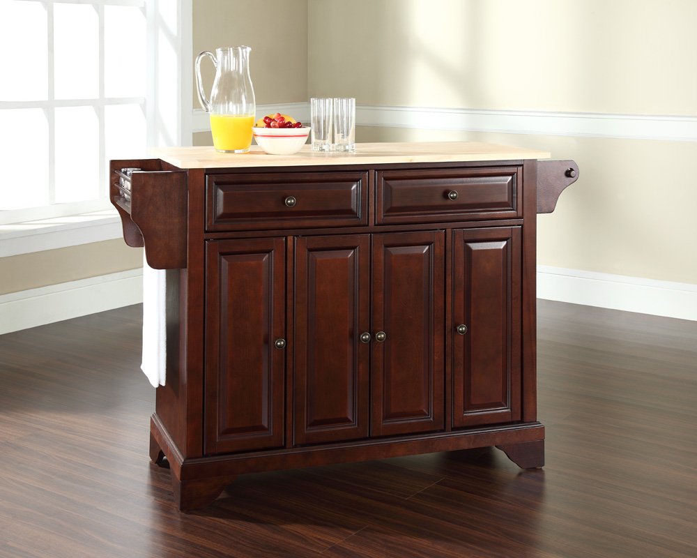 TABLE | Solid Hardwood Kitchen Island | Raised Panel Doors | Drawers | Adjustable Shelves | Stylish, Functional, Durable | Vintage Mahogany Finish | casafoyer.myshopify.com