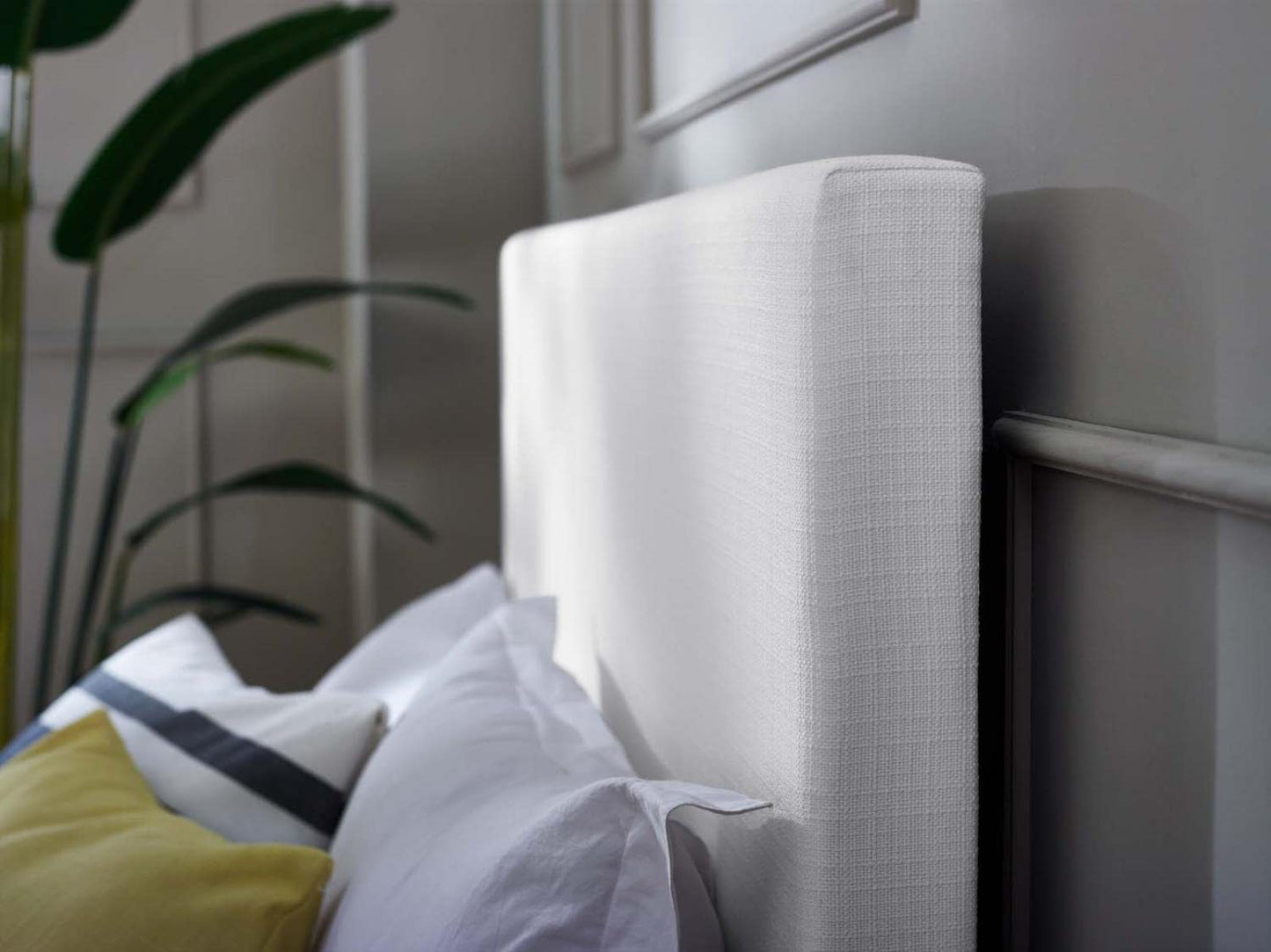 headboards | CasaFoyer Luxurious Tranquil Claire King & Cali/California King Headboard | Linen Fabric Upholstery | Sturdy Frame | Black-Stained Wood Legs | Customizable Height | Optimal Support | Luxury Touch | casafoyer.myshopify.com
