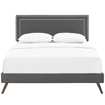 Bed | CasaFoyer Virginia Platform Bed | Solid Wood Frame | Polyester Upholstery | Tapered Legs | Gray | No Box Spring Needed | Compatible with Memory Foam Mattresses | Queen Size | casafoyer.myshopify.com