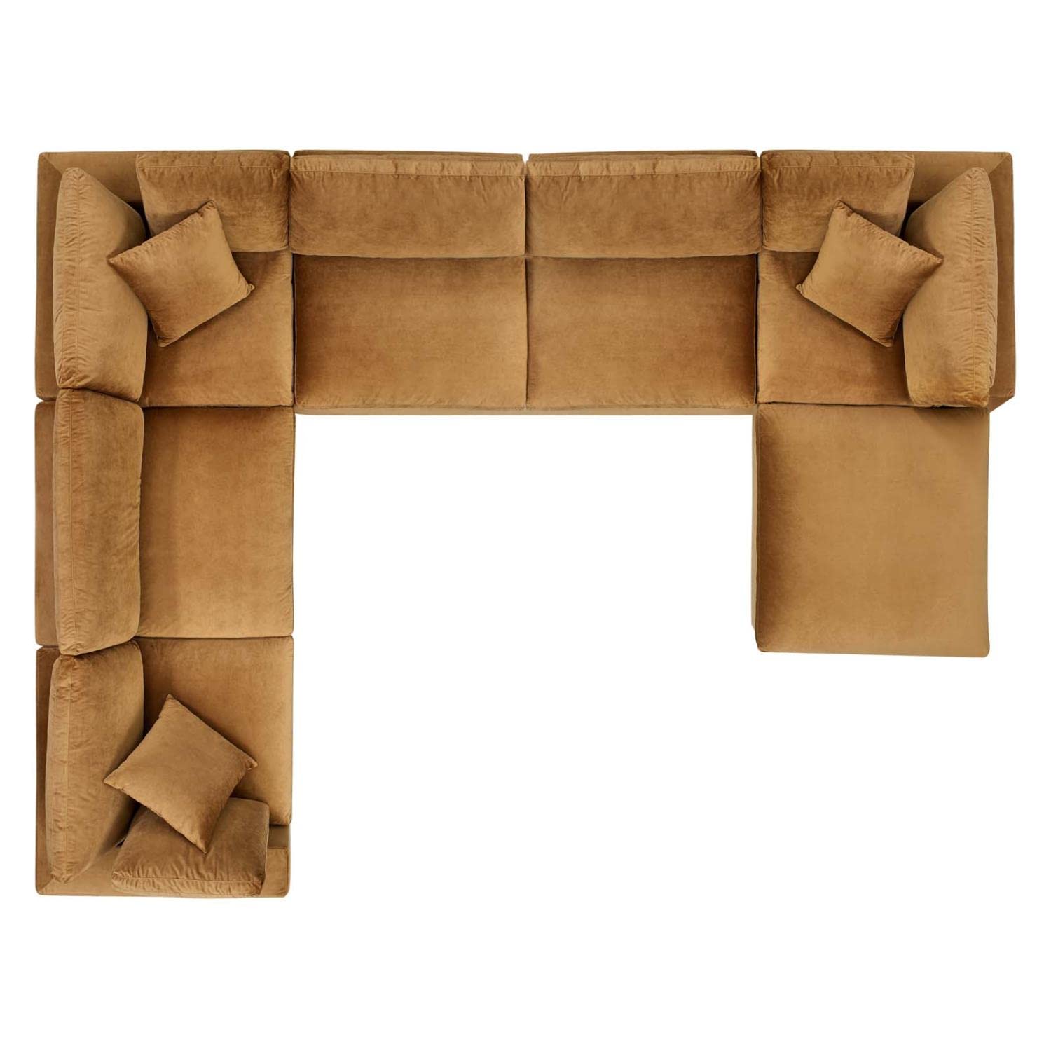 sofas | CasaFoyer Commix | Luxurious Sectional Sofa Set | Stain-Resistant Velvet | Solid Wood Construction | Overstuffed Feather Cushions | 7-Piece | Cognac | casafoyer.myshopify.com