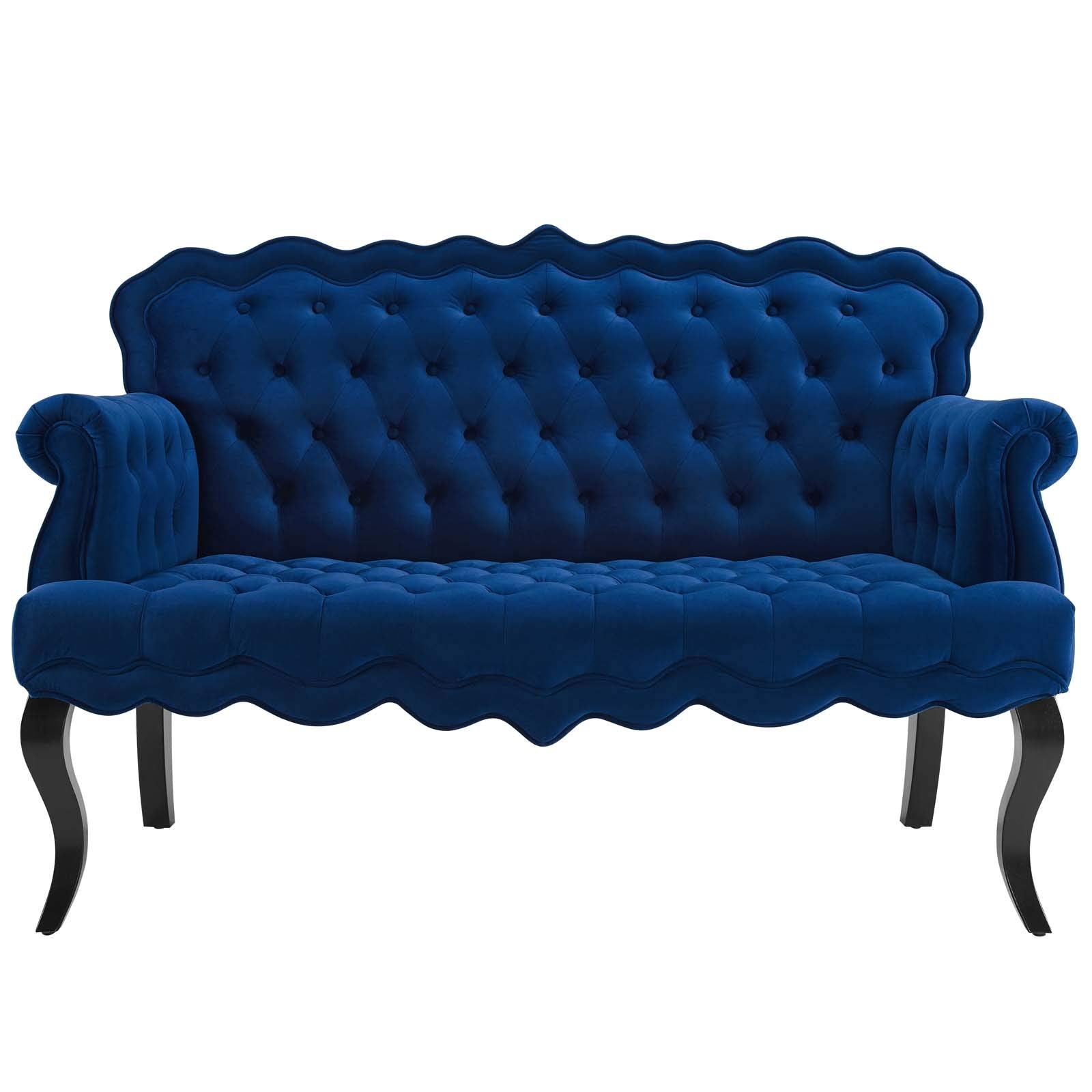 sofas | CasaFoyer Viola Chesterfield Style Loveseat Settee | Regal Opulence | Button Tufted | Performance Velvet | Navy | casafoyer.myshopify.com