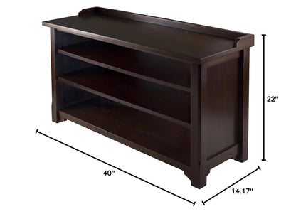BENCH | Ergode Dayton Bench | Shoe Storage Solution with 3 Shelves | Antique Walnut Finish | 40W x 17D x 22H | Solid & Composite Wood | Easy Assembly | casafoyer.myshopify.com