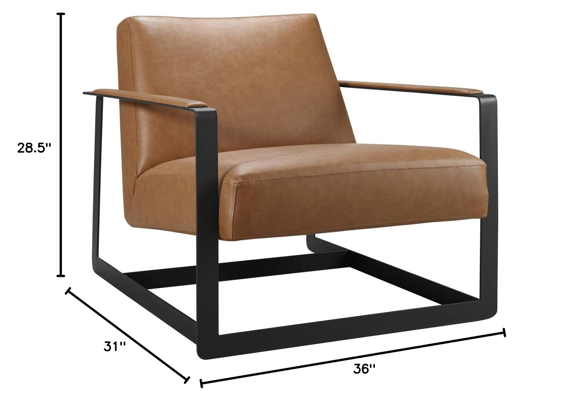 home office desk chairs | CasaFoyer Seg Vegan Leather Accent Chair | Coated Steel Frame | Plush Upholstery | Ideal for Reception Areas & Guest Seating | Durable & Stylish | Tan | casafoyer.myshopify.com