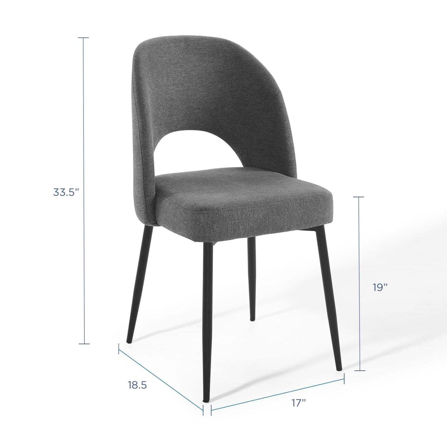 Dining Table | Rouse Upholstered Fabric Dining Side Chair | Elegant & Cozy | Plush Foam Padding | Soft Fabric Upholstery | Sturdy Bentwood Construction | Matte Black Stainless Steel Legs | Mid-Century Design | 331 lbs Capacity | Set of 1 | casafoyer.myshopify.com