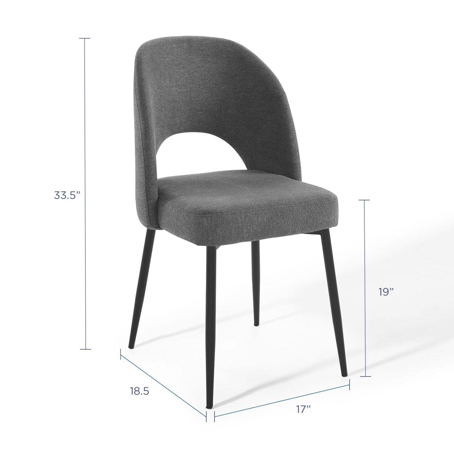 Dining Table | Rouse Upholstered Fabric Dining Side Chair | Elegant & Cozy | Plush Foam Padding | Soft Fabric Upholstery | Sturdy Bentwood Construction | Matte Black Stainless Steel Legs | Mid-Century Design | 331 lbs Capacity | Set of 1 | casafoyer.myshopify.com