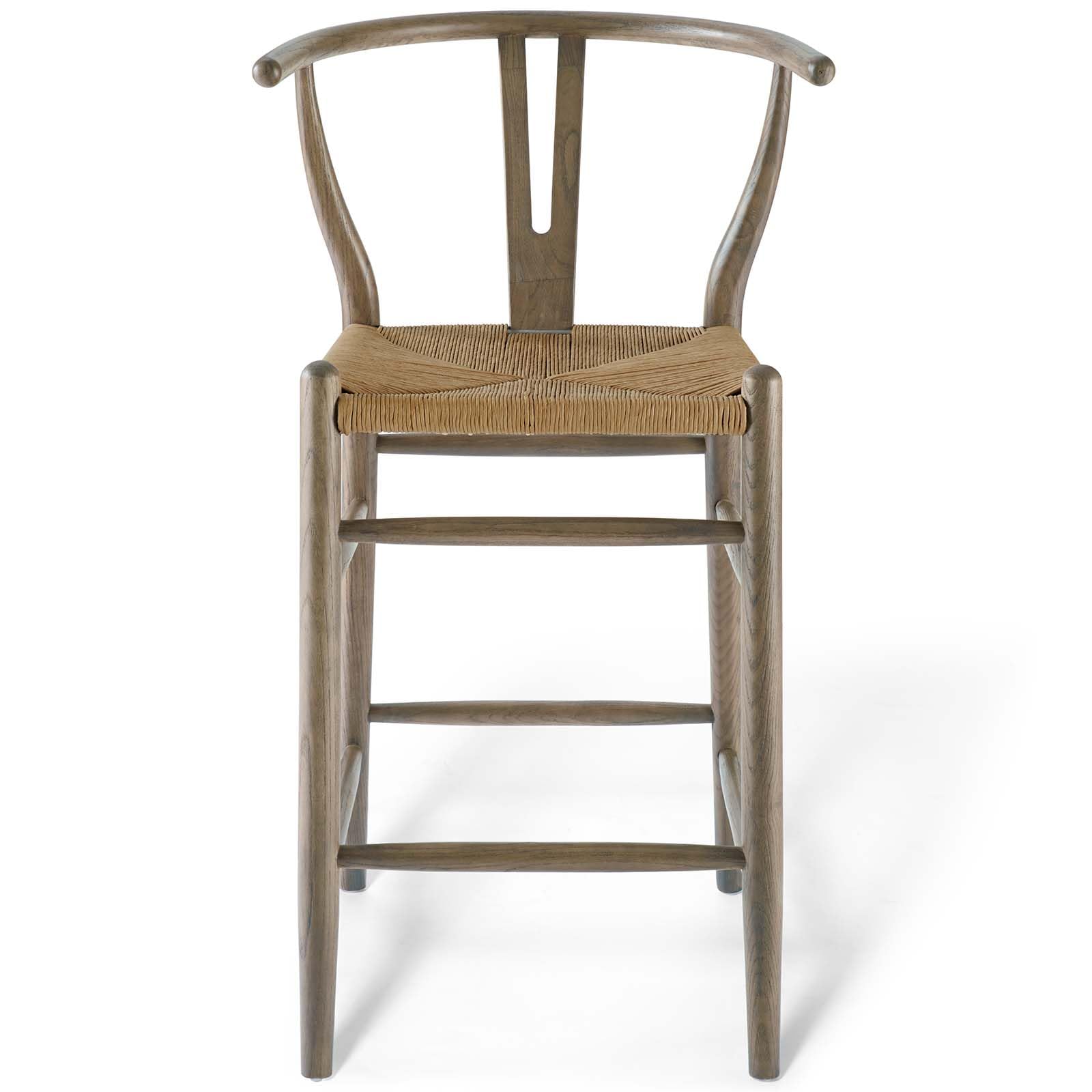 barstools | CasaFoyer Amish Wooden Counter Stool | Rustic Design | Mid-Century Modern Style | Elm Wood Armrest | Woven Paper Rope Seat | Fully Assembled | Ideal for Bistro, Bar, Lounge | 331 lbs Weight Capacity | casafoyer.myshopify.com