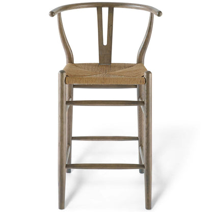 barstools | CasaFoyer Amish Wooden Counter Stool | Rustic Design | Mid-Century Modern Style | Elm Wood Armrest | Woven Paper Rope Seat | Fully Assembled | Ideal for Bistro, Bar, Lounge | 331 lbs Weight Capacity | casafoyer.myshopify.com