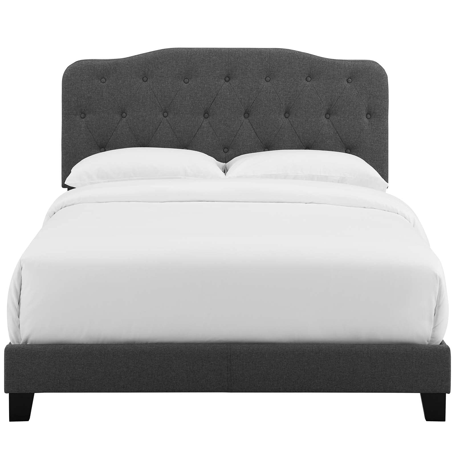 Bed | CasaFoyer Amelia King Bed | Luxurious Upholstered Fabric | Button-Tufted Headboard | Solid Wood Construction | Non-Marking Legs | Supports Various Mattress Types | Elegant and Sturdy | Gray | casafoyer.myshopify.com