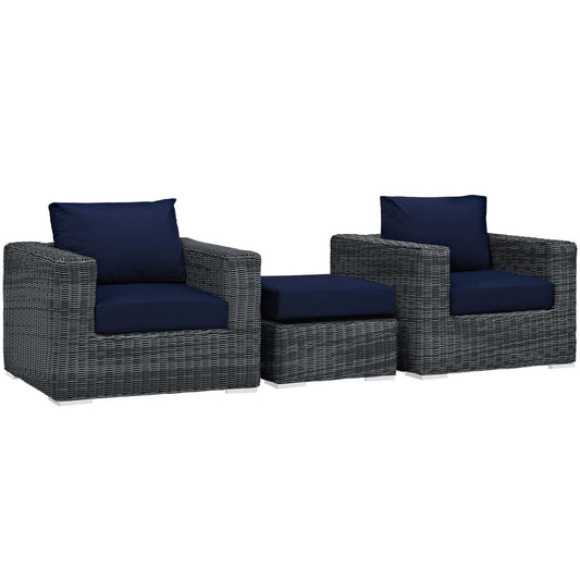 kitchen and dining room sets | CasaFoyer Summon Outdoor Patio Sectional Sofa Set | Two-Tone Rattan | Sunbrella Cushions | UV Protection | Aluminum Frame | Includes Ottoman & Armchairs | casafoyer.myshopify.com