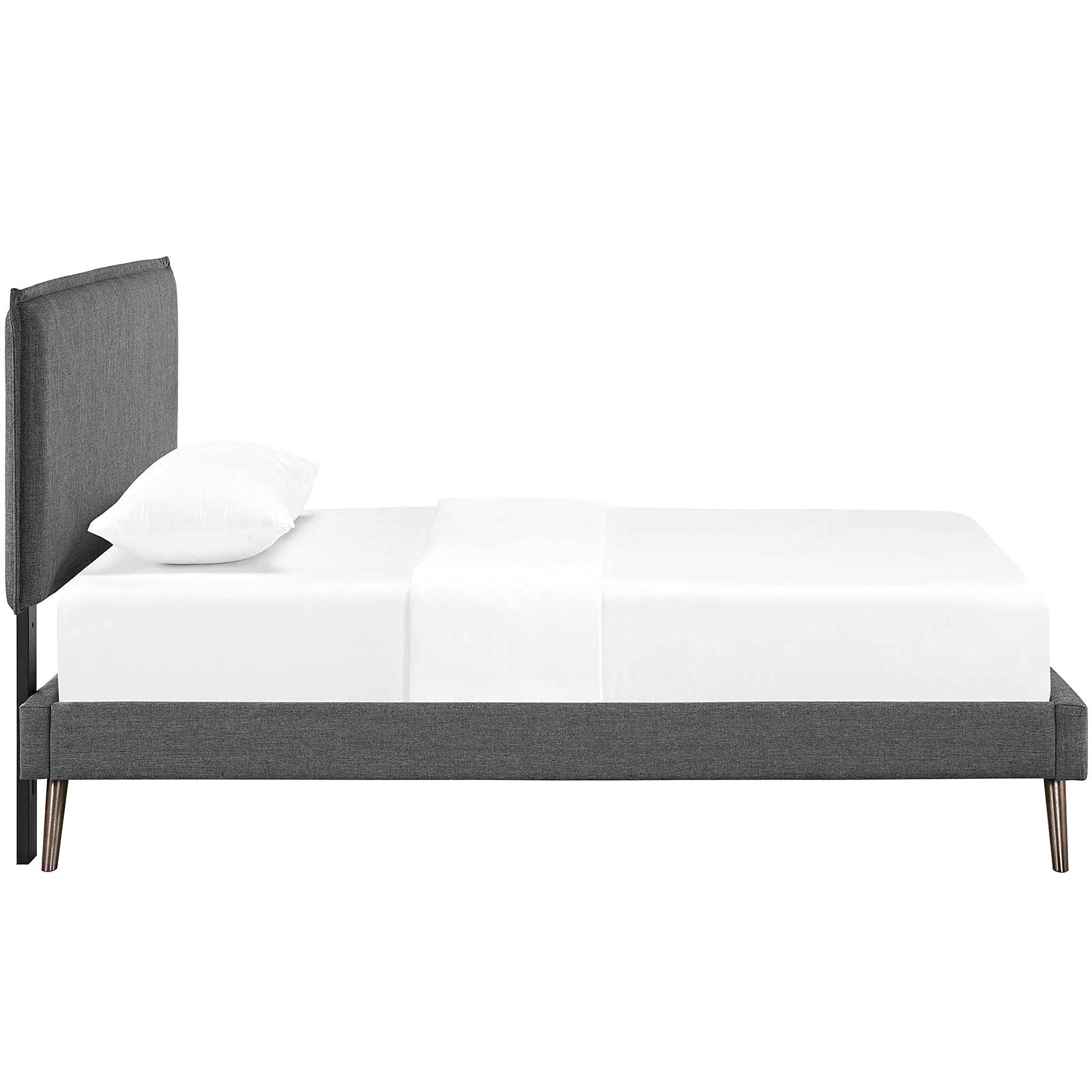 bed frames | CasaFoyer Amaris Platform Bed | Solid Wood Frame | Polyester Upholstery | Tapered Legs | Memory Foam Mattress Compatible | Gray | casafoyer.myshopify.com